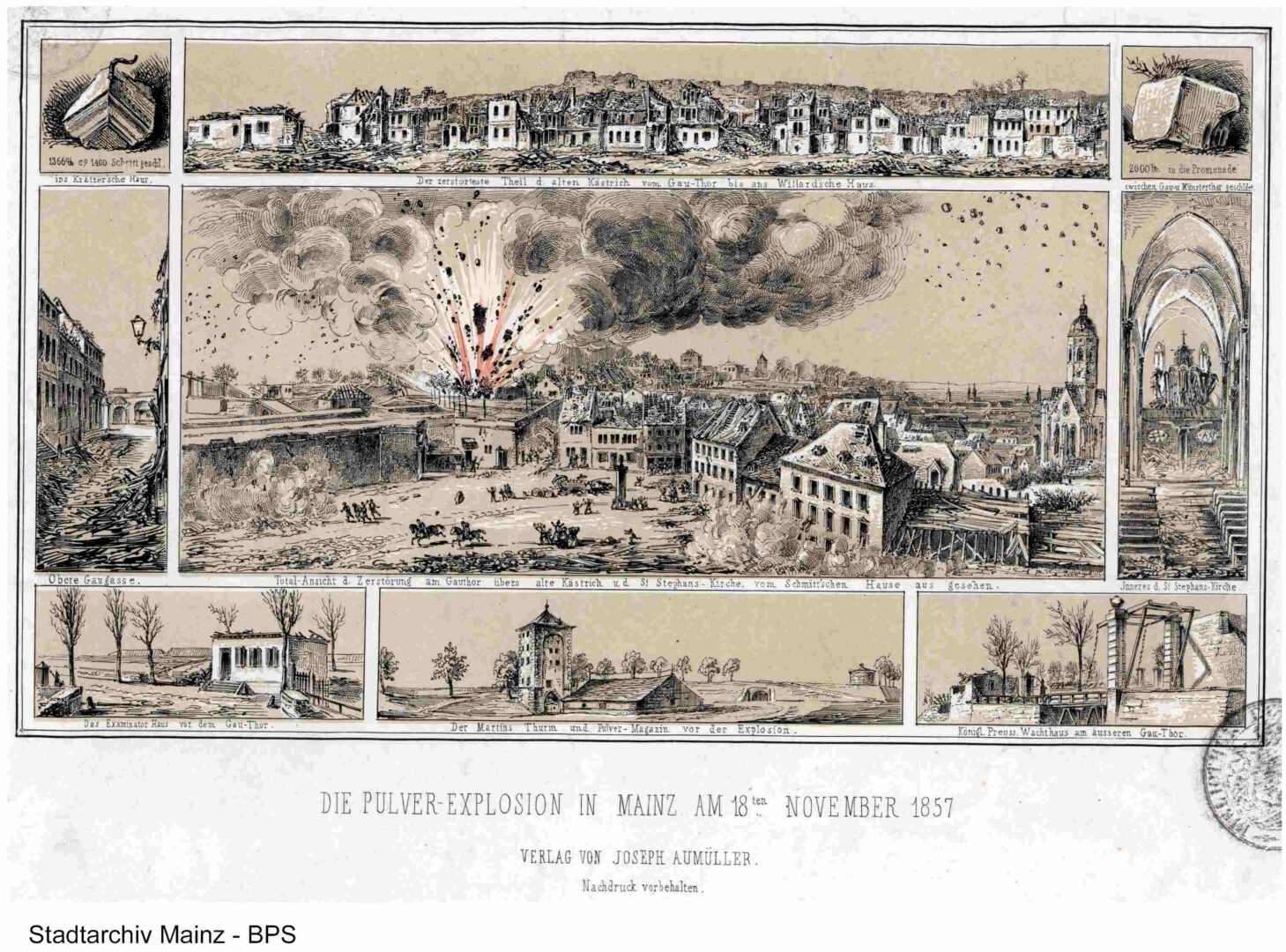 Die Explosion des Pulverturms in Mainz am 18. November 1857 - Aschaffenburg